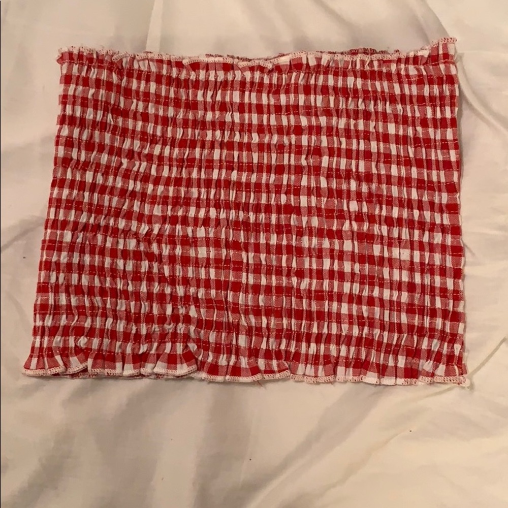 Red and White Plaid Tube Top